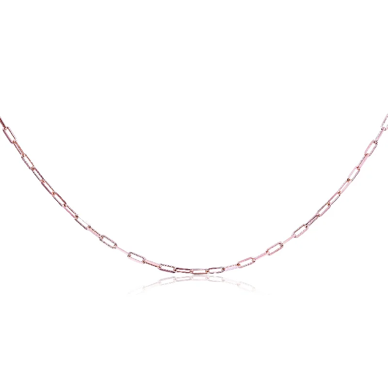 Best necklaces and pendants with cubic zirconia for a budget-friendly dazzling effect-18K ROSE GOLD 18-INCH PAPERCLIP LINK NECKLACE