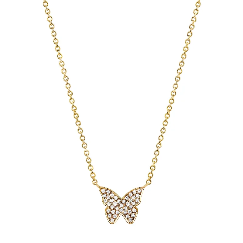 Stunning necklaces and pendants with ruby and diamond combinations for a luxurious effect-Butterfly Necklace - Yellow Gold