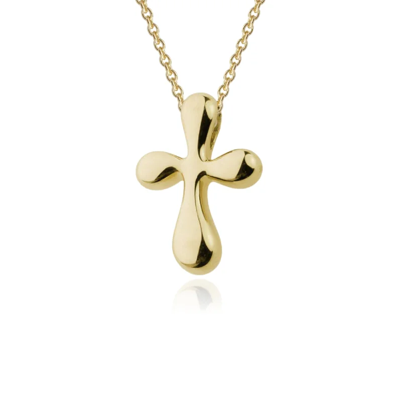 Best necklaces and pendants with personalized coordinates for a special keepsake-14K YELLOW GOLD 15MM TEARDROP CROSS NECKLACE