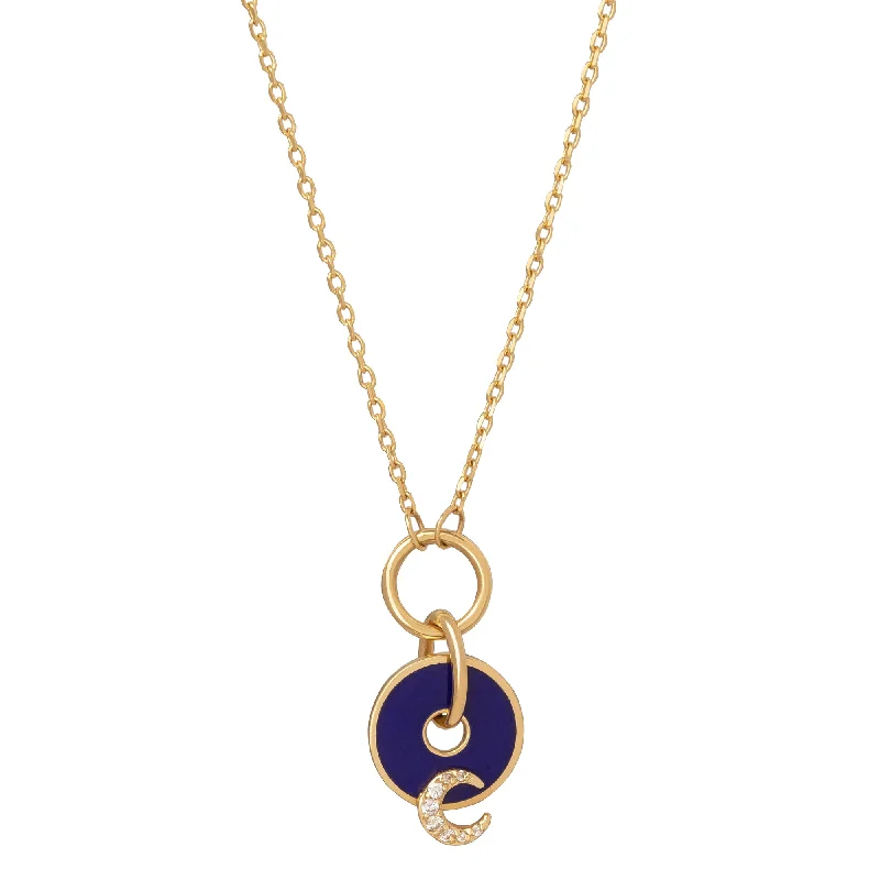 Elegant necklaces and pendants with infinity symbols for timeless designs-Blue Crescent Disk Necklace