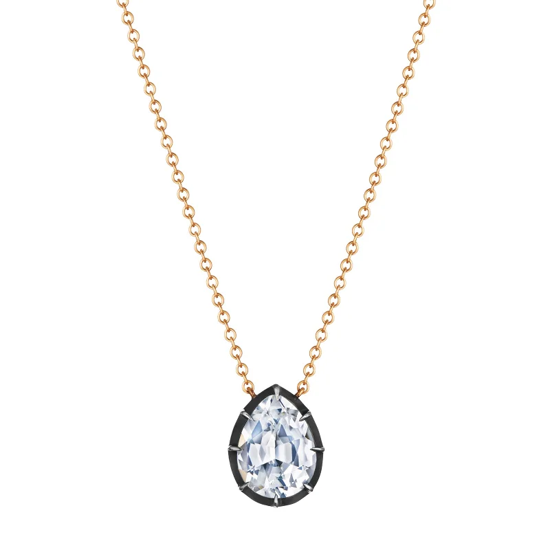 Best necklaces and pendants with silver chains for a sleek, timeless look-Collet Pear-Shaped Necklace - White Topaz