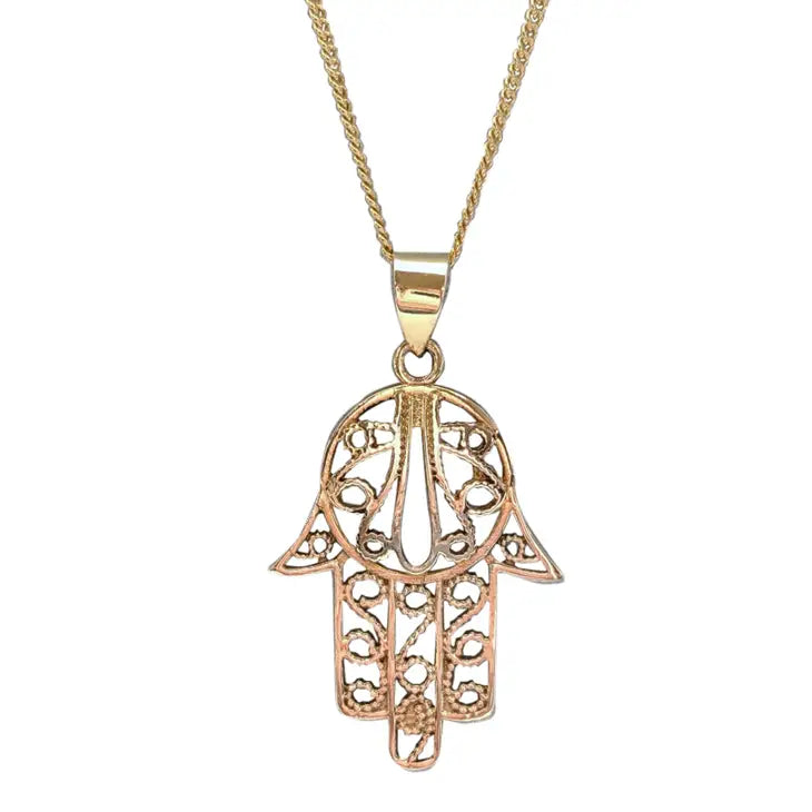 Beautiful necklaces and pendants with tree branch motifs for a nature-inspired design-Hamsa Brass Pendant On Chain