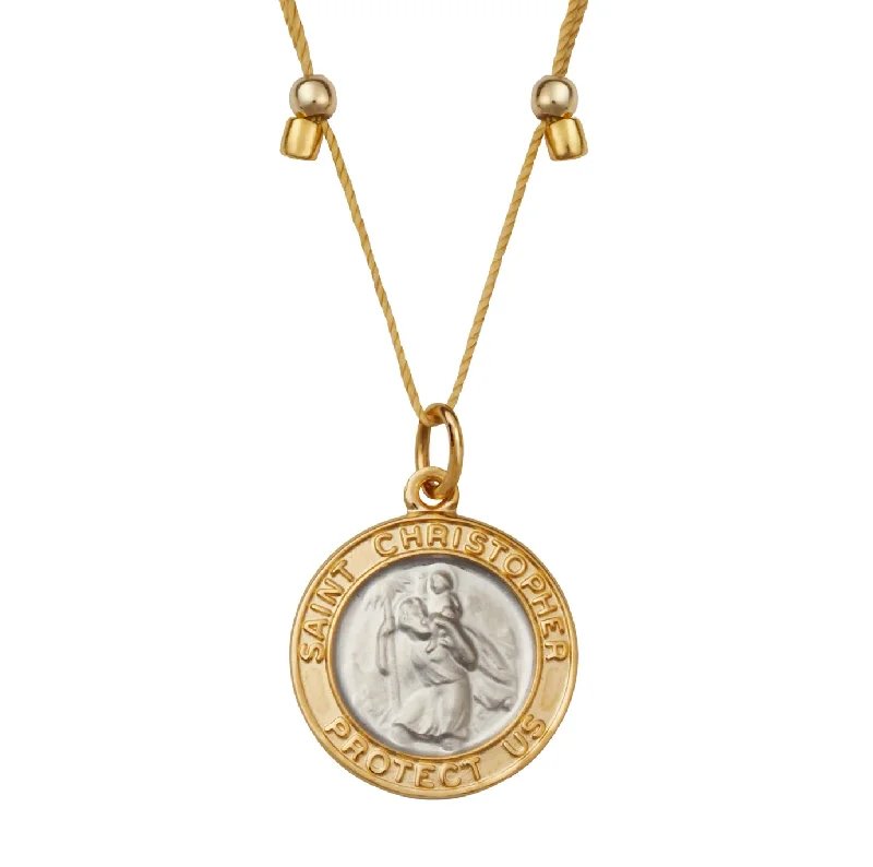 Best necklaces and pendants with black diamonds for an edgy, bold statement-Higher Power Saint Christopher Necklace - Two-Tone on Gold by &Livy