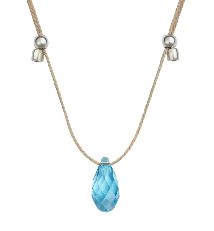 Necklaces and pendants with leaf-shaped designs for an earthy, organic feel-HyeVibe Crystal Necklace - Aqua on Silver by &Livy