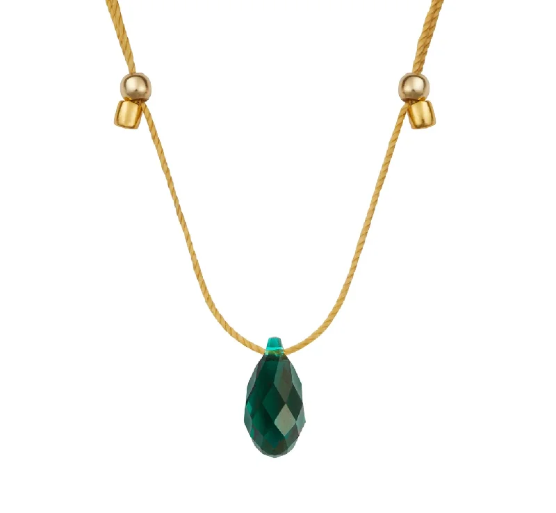 Necklaces and pendants with custom designs for a completely unique jewelry piece-HyeVibe Crystal Necklace - Emerald on Gold by &Livy