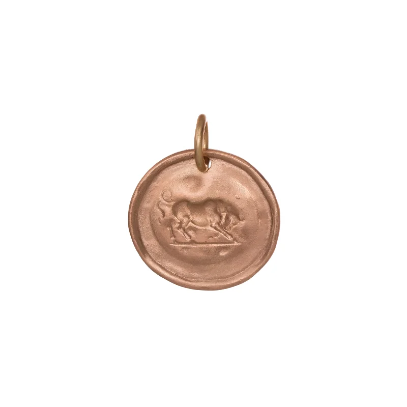 Unique necklaces and pendants with custom birthstone arrangements for personalization-Bull Coin Pendant - Rose Gold