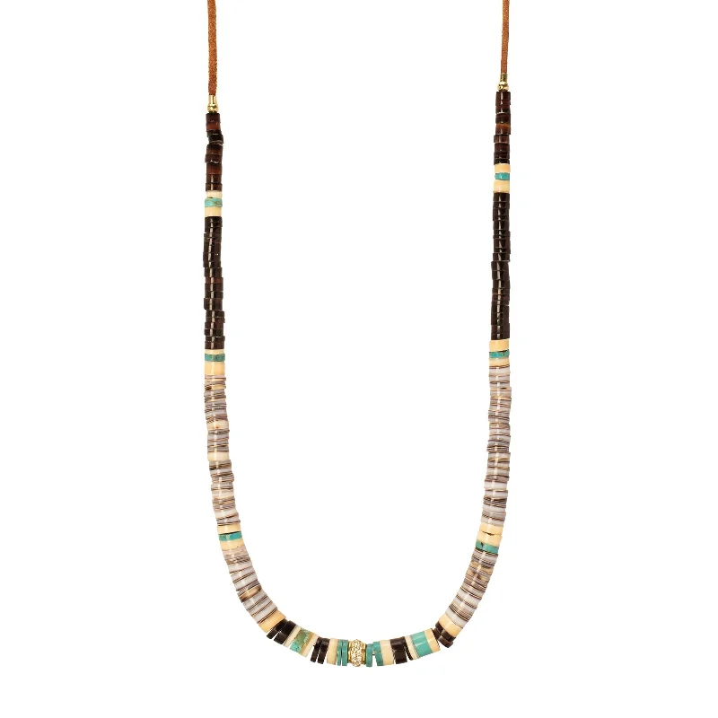 Stylish necklaces and pendants with diamonds for a glamorous and elegant look-Brown & Blue Beaded Necklace