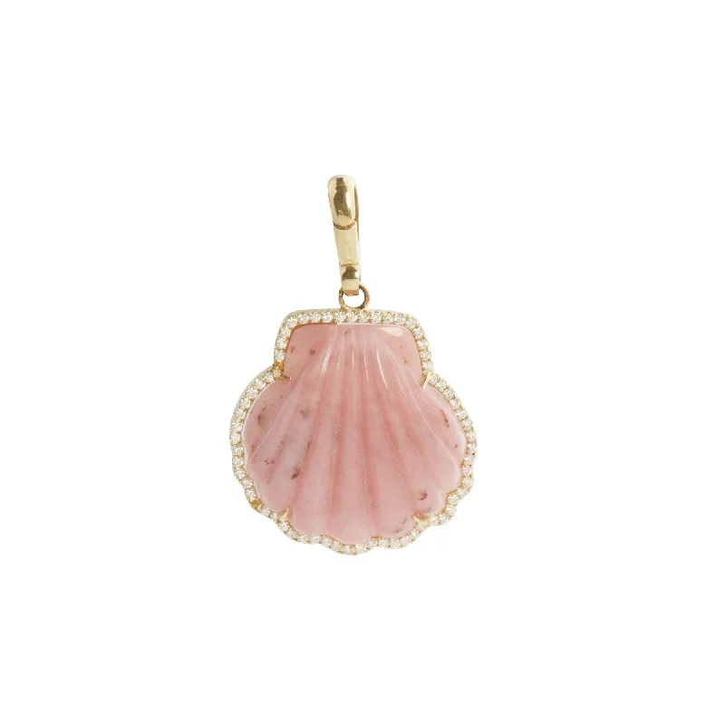 Best necklaces and pendants with vintage lockets for a nostalgic, sentimental look-Carved Shell Charm - Rhodochrosite