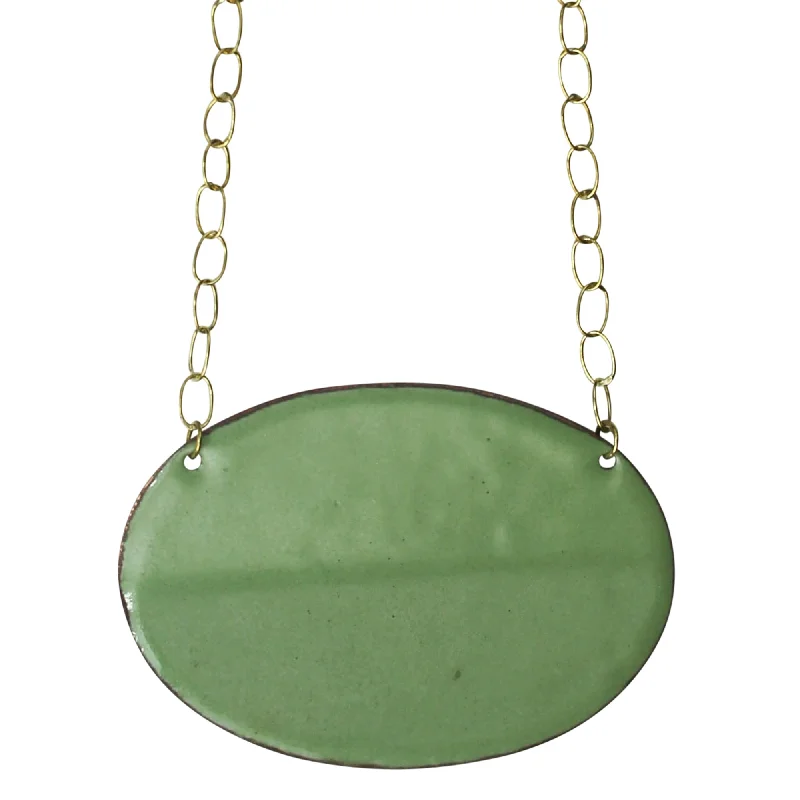 Best necklaces and pendants with vintage lockets for a nostalgic, sentimental look-Necklace - Creased Oval, Green