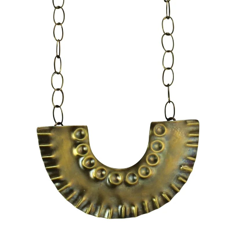 Trendy necklaces and pendants with geometric shapes for a modern aesthetic-Obara Necklace, Brass, Crescent