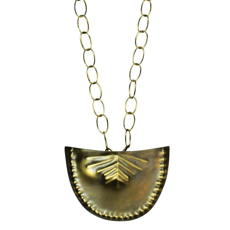 Best necklaces and pendants with turquoise stones for a vibrant boho-chic look-Obara Necklace, Brass, Fan