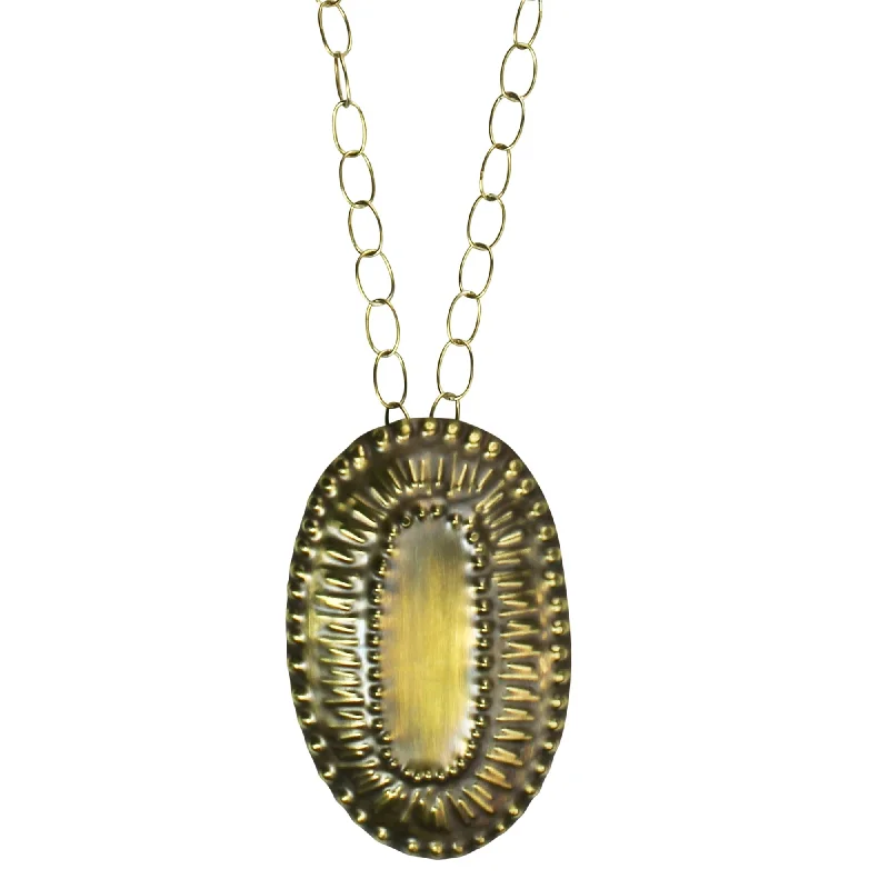 Elegant necklaces and pendants with diamond accents for added sparkle-Obara Necklace, Brass, Oval