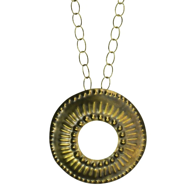 Best necklaces and pendants with floral designs for a feminine and elegant feel-Obara Necklace, Brass, Round Cut-Out