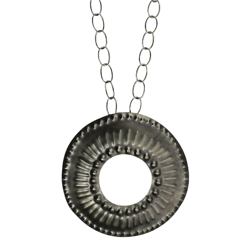 Layered necklaces and pendants for a trendy and fashionable stacked look-Obara Necklace, Silver, Round Cut-Out