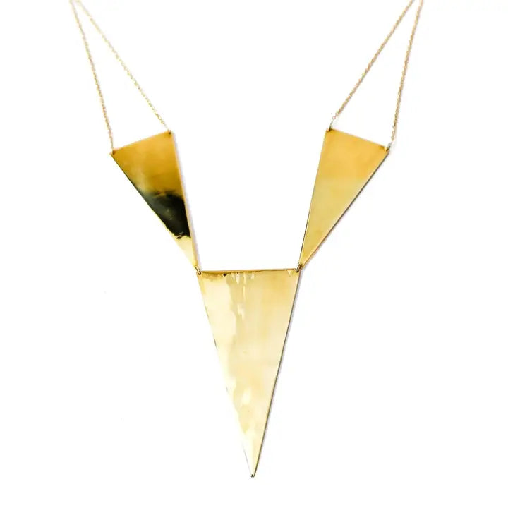 Stunning necklaces and pendants with turquoise and gold for a vibrant, earthy look-Paragon Brass Geometric Handmade Triad Necklace