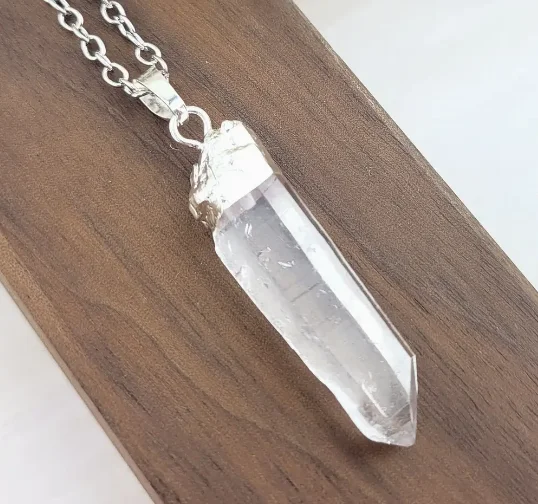 Best necklaces and pendants with rose gold for a warm and romantic appeal-Raw Crystal Necklace - Clear Quartz Pendulum Necklace