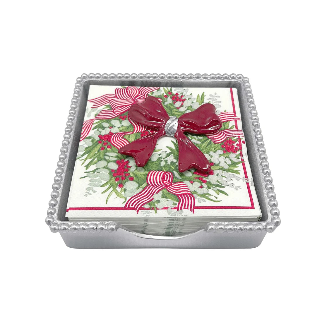 Best necklaces and pendants with rose gold for a warm and romantic appeal-Red Bow Beaded Napkin Box Set