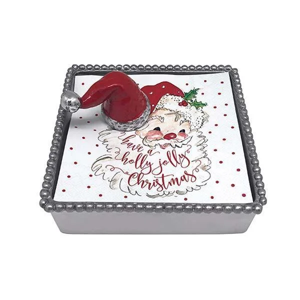 Stunning necklaces and pendants with ruby and diamond combinations for a luxurious effect-Red Santa Hat Beaded Napkin Box Set