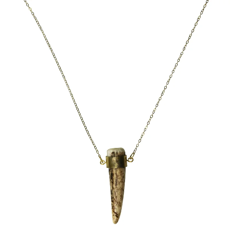 Elegant necklaces and pendants with onyx stones for a sleek, polished look-Shed Antler Necklace, Brass