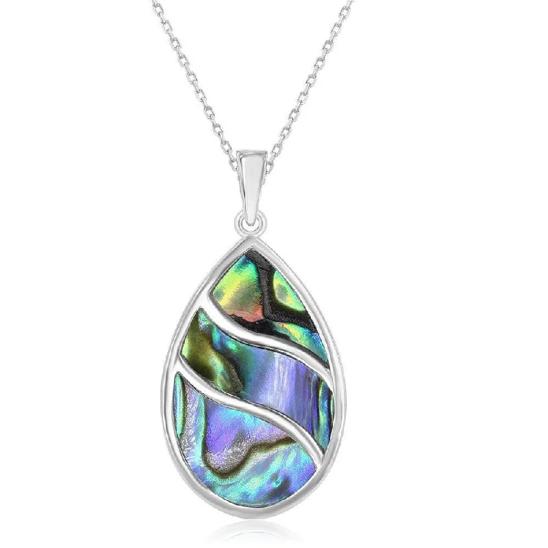 Best necklaces and pendants with art deco elements for a vintage, glamorous design-Sterling Silver Abalone Waves Teardrop Pendant