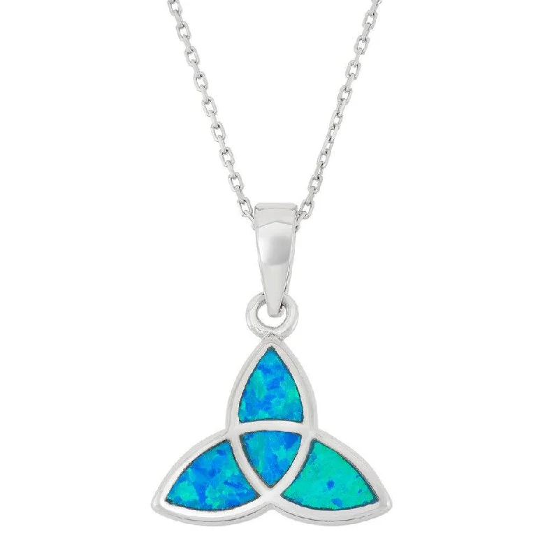 Beautiful necklaces and pendants with moon and star charms for a dreamy effect-Sterling Silver Blue Inlay Opal Celtic Knot Pendant