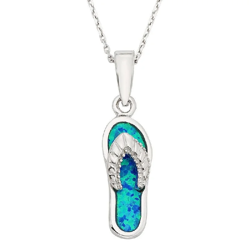 Unique necklaces and pendants with gemstones for a colorful and vibrant statement-Sterling Silver Blue Inlay Opal Flip-Flop Pendant