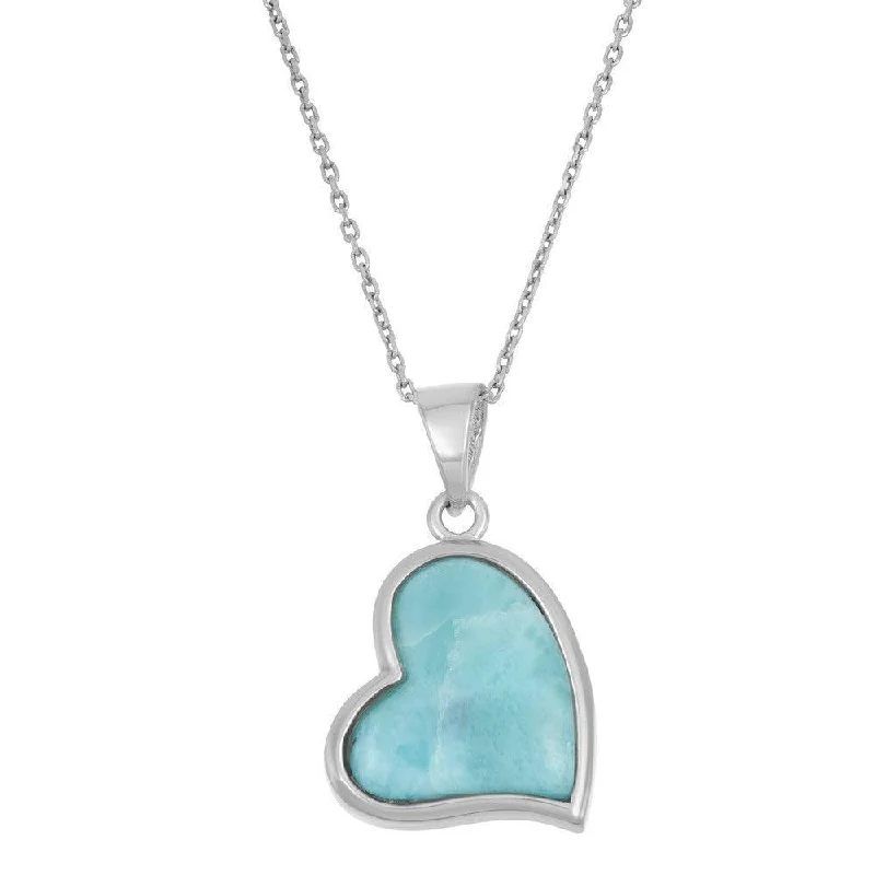 Beautiful necklaces and pendants with natural stones for an earthy, organic vibe-Sterling Silver Larimar Heart Pendant