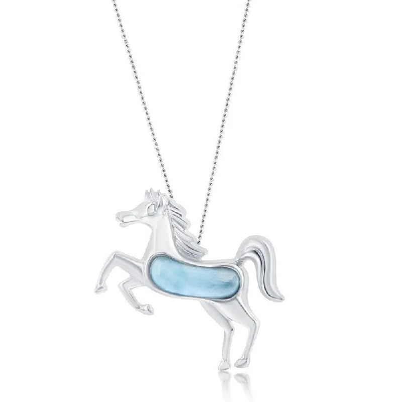 Best necklaces and pendants with layered designs for a chic, stacked look-Sterling Silver Larimar Horse Pendant