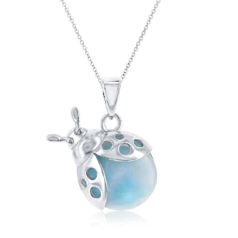 Best necklaces and pendants with intertwined designs for a symbol of unity-Sterling Silver Larimar Lady Bug Pendant