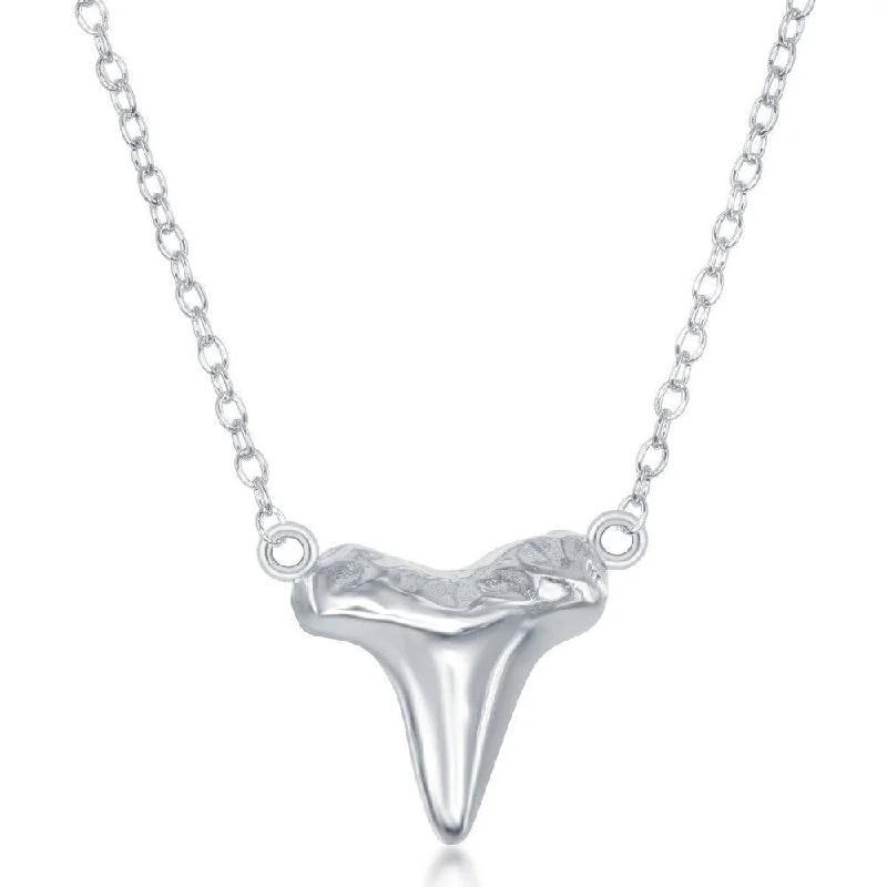 Best necklaces and pendants with butterfly wings for a delicate, graceful style-Sterling Silver Shark Tooth Design Necklace