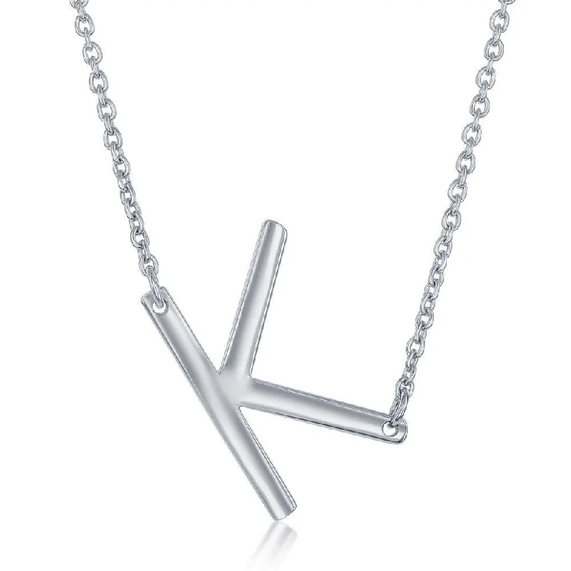 Best necklaces and pendants with vintage coin pendants for a unique accessory-Sterling Silver Sideways K Initial Necklace