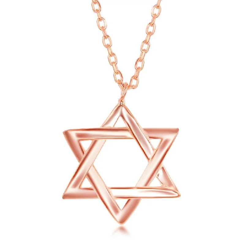 Best necklaces and pendants with infinity hearts for a romantic, eternal symbol-Sterling Silver Star of David Necklace - Rose Gold Plated