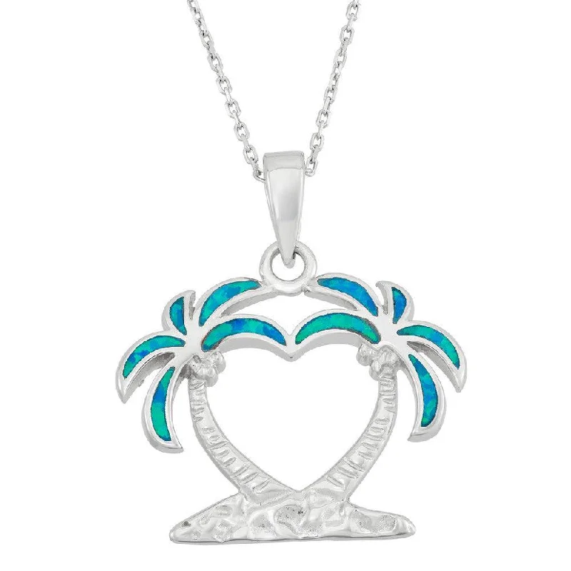 Best necklaces and pendants with glowing moonstone for an ethereal glow-Sterling Silver Two Palm Trees Heart Pendant