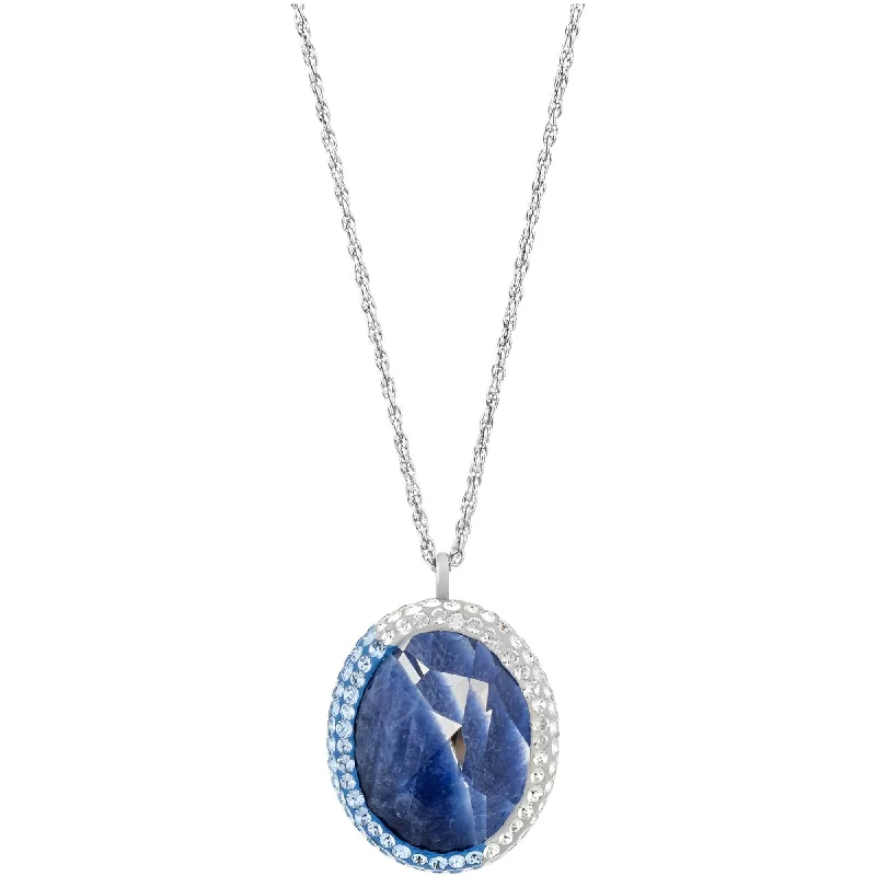 Simple necklaces and pendants with bar pendants for a sleek modern design-Swarovski Women's Pendant Necklace - Rhodium with Blue and Clear Crystals | 5135151