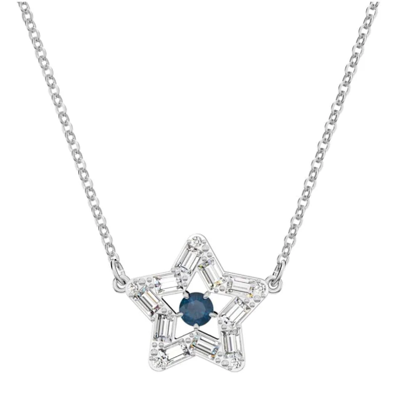 Stylish necklaces and pendants with diamonds for a glamorous and elegant look-Swarovski Women's Pendant Necklace - Stella Blue Star Shape Rhodium Plated | 5639186