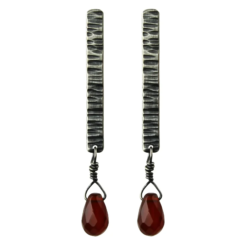 Elegant necklaces and pendants with diamond accents for added sparkle-Tab Post Earring with Carnelian, Silver