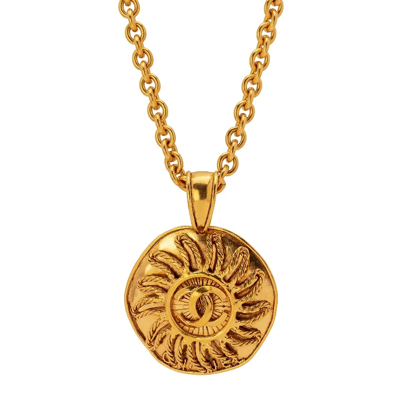 Best necklaces and pendants with rose gold for a warm and romantic appeal-Chanel Freeform Logo Disk Pendant Necklace