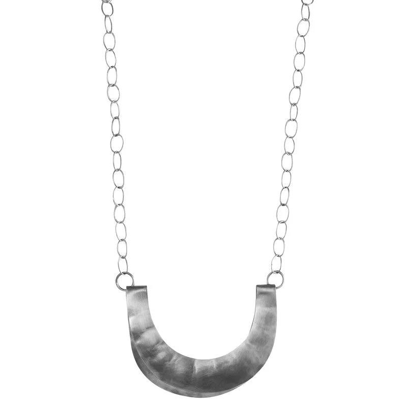 Best necklaces and pendants with gemstone clusters for a bold and colorful effect-Yucca Necklace - Crescent, Lrg, Silver